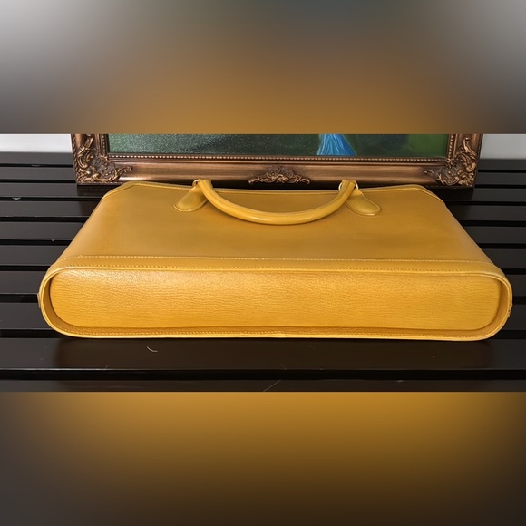 Revillon mustard Yellow saffiano Leather Satchel. NWOT. Made in Italy. - Picture 10 of 17